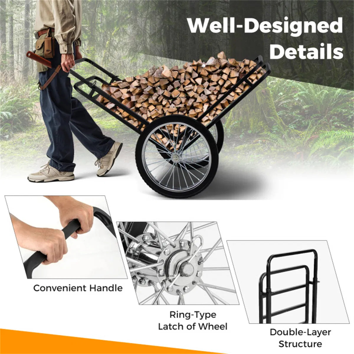 Black Game Cart with Double Layer Structure 2 Level Adjustment 550 lbs