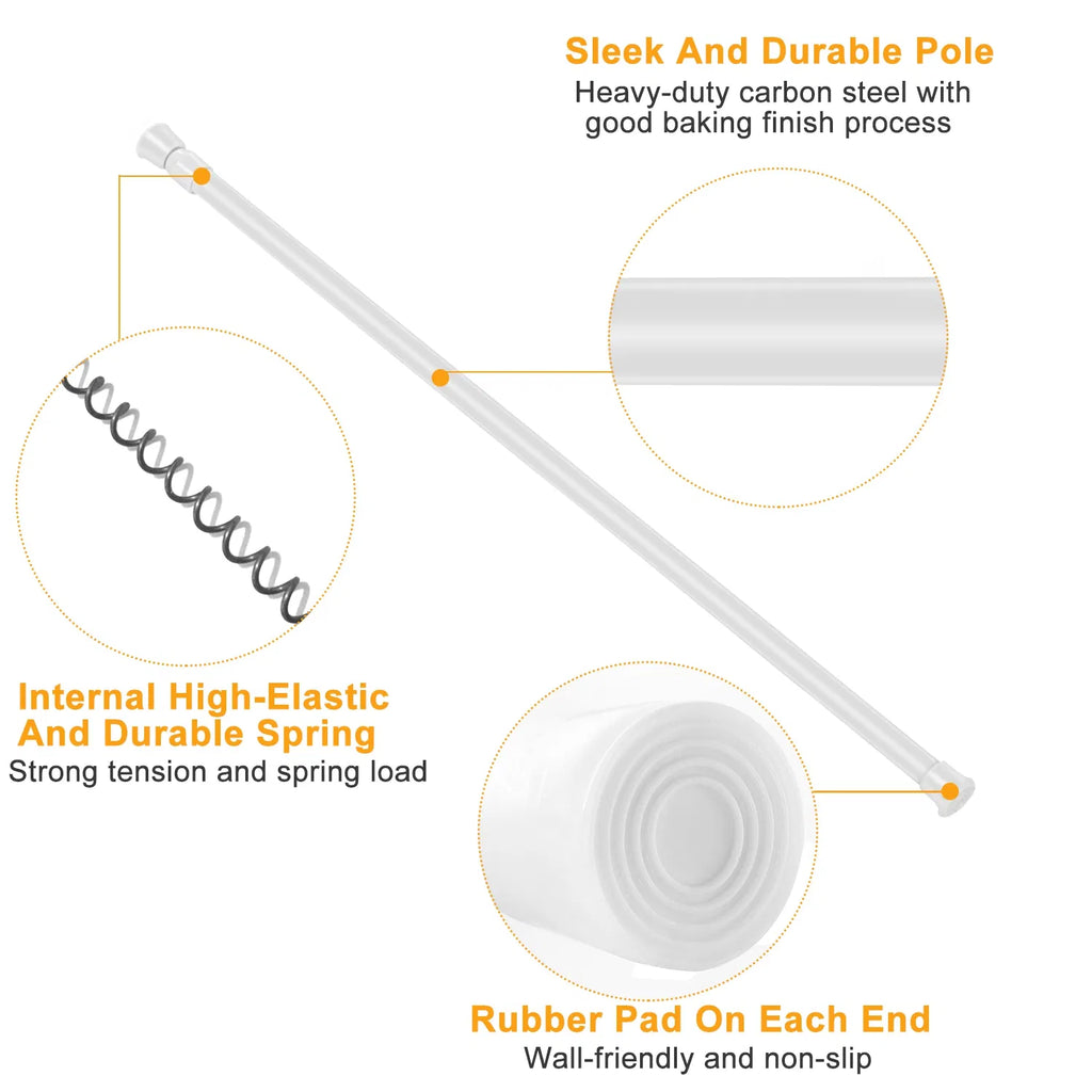 Heavy Duty Tension Curtain Rod Non Slip Carbon Steel Spring Loaded Curtain Rod - Image 3