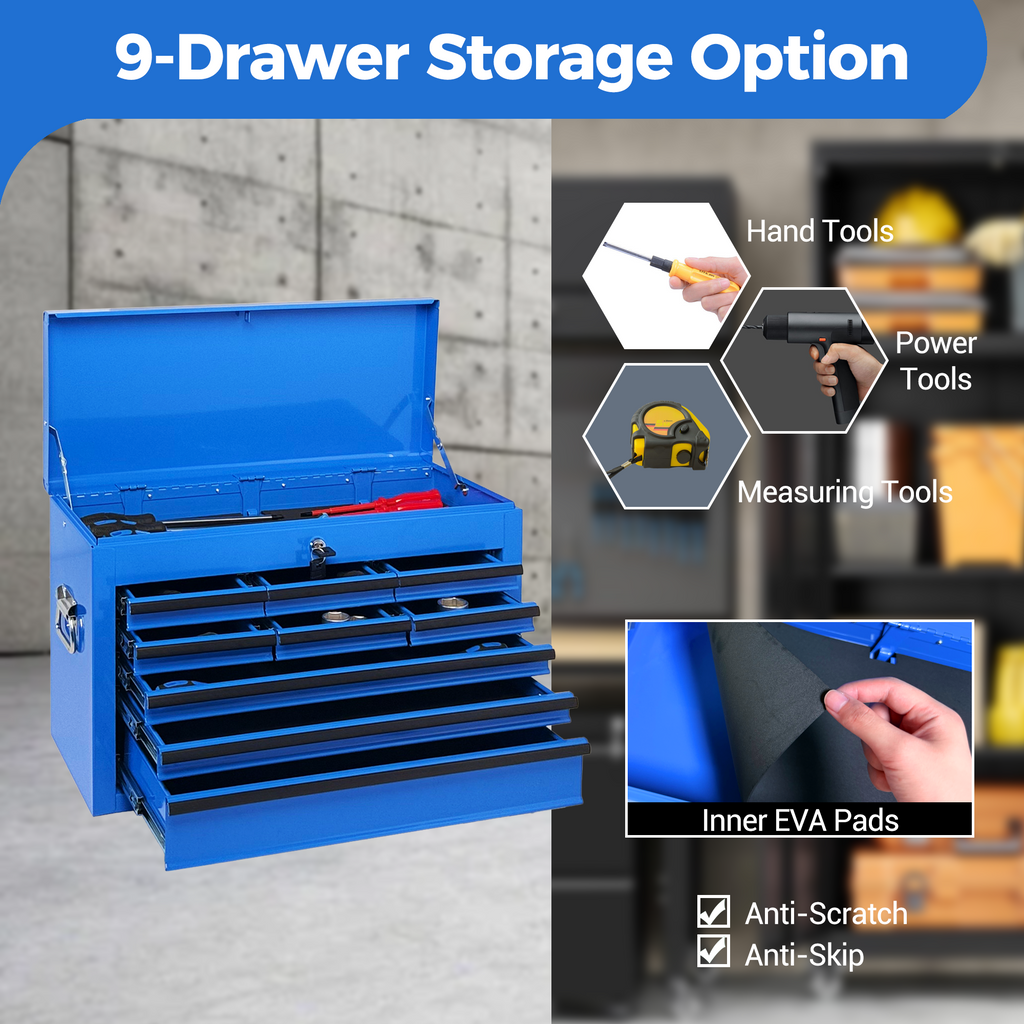 Heavy Duty Metal Tool Box 24 inch Portable Metal Tool Box with 9 Drawers - Image 4