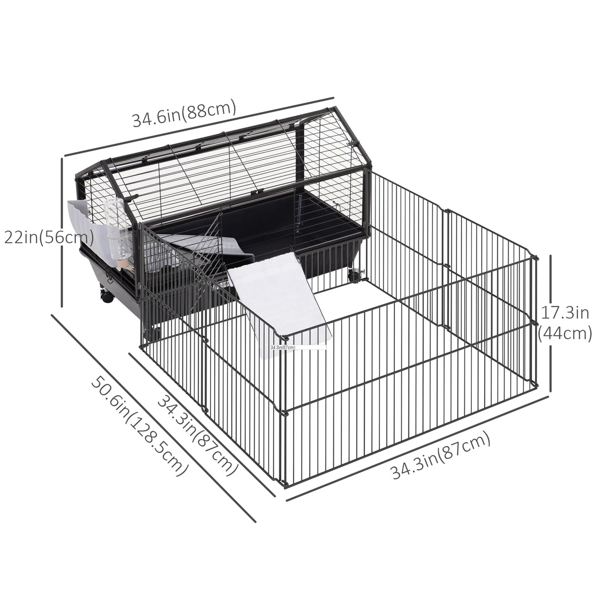 Metal Small Animal Cage Rabbit Cage for Guinea Pig Chinchilla Hedgehog Bunny - Image 5