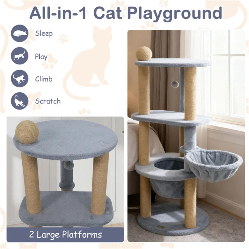 47" Cat Tower with Scratching Posts Multi Level Cat Tree for Relax & Play - Image 4