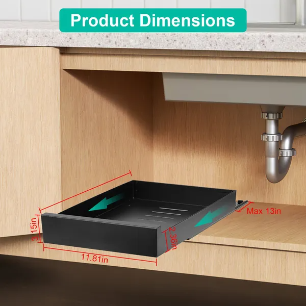 Pull Out Cabinet Organizer Carbon Steel Slide Out Drawer Storage Smooth Quiet