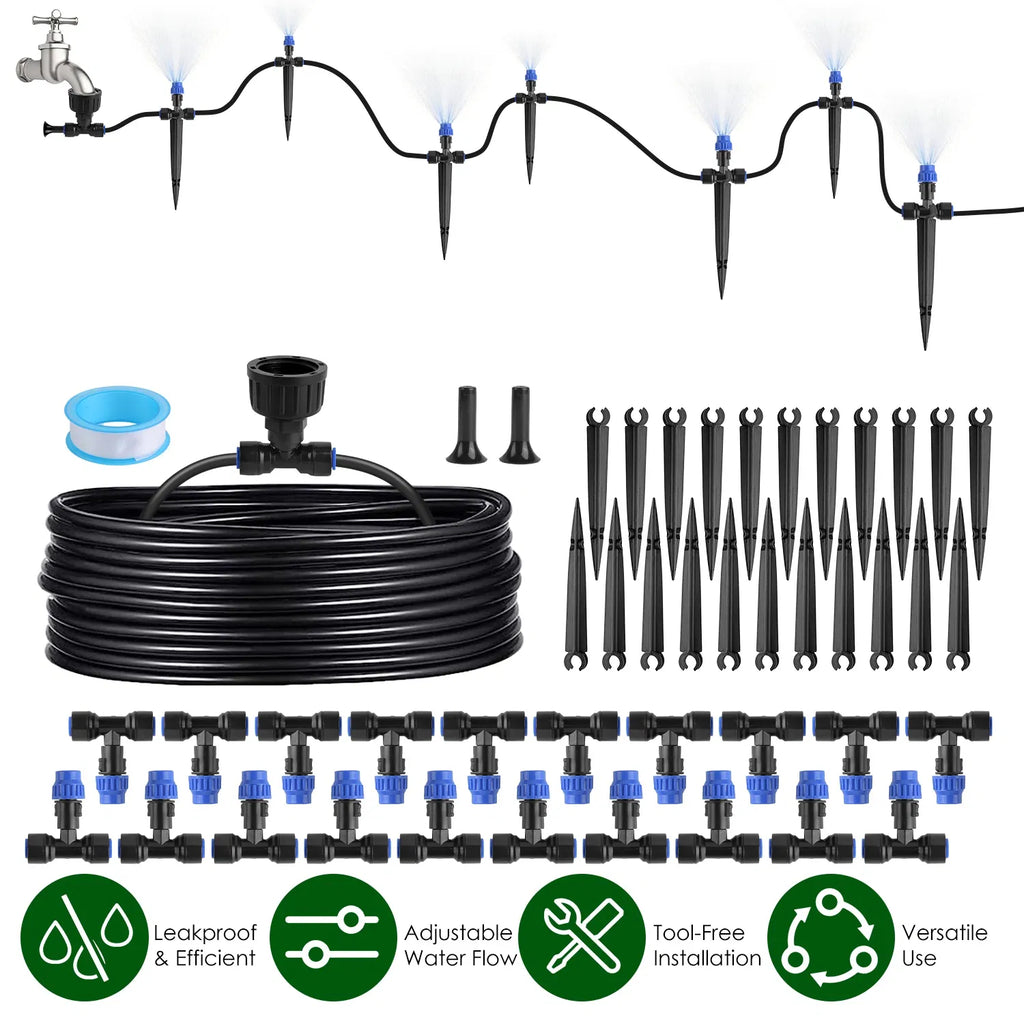 Upgraded Drip Irrigation System Kit 75FT Adjustable Misting Nozzles & - Image 4