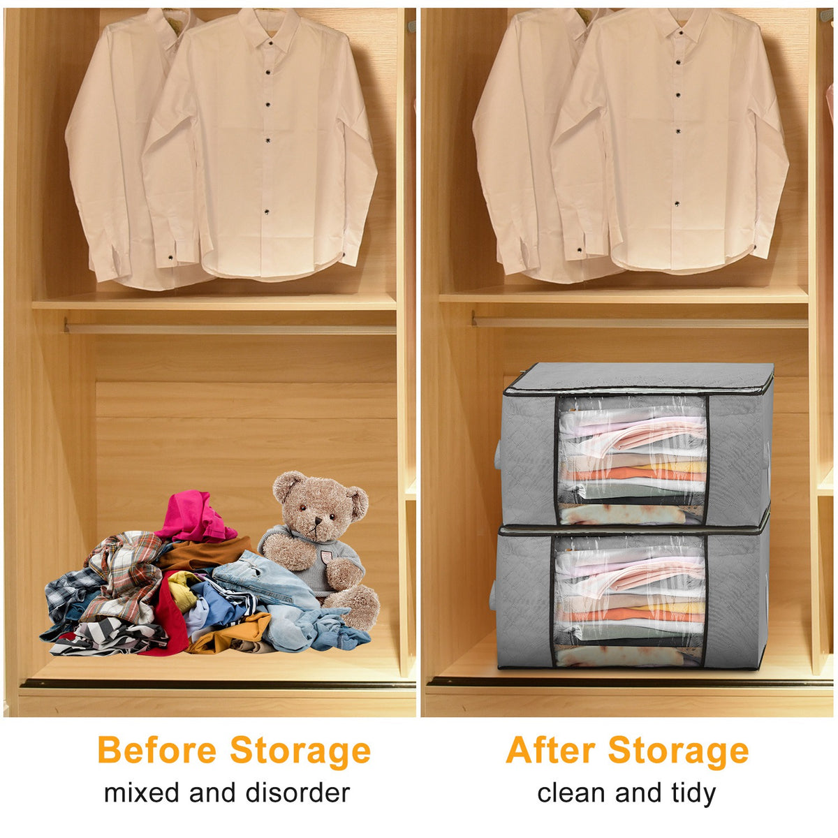 2pcs clothes storage bag for product angle 9