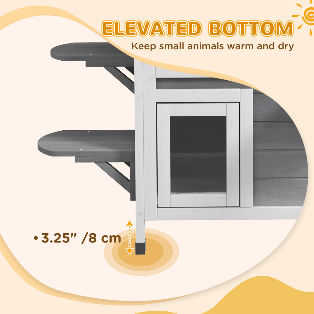 2 Storey Outdoor Cat House Wooden Catio with Openable Roof Lounge Space Fun - Image 2