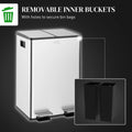 Dual Garbage Bin with Foot Pedal 2 x 28 Litre Garbage Can with Removable