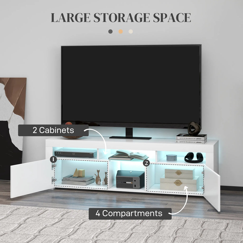 Modern TV Stand with Storage and LED Lights for TVs up to 55" TV Cabinet with - Image 2