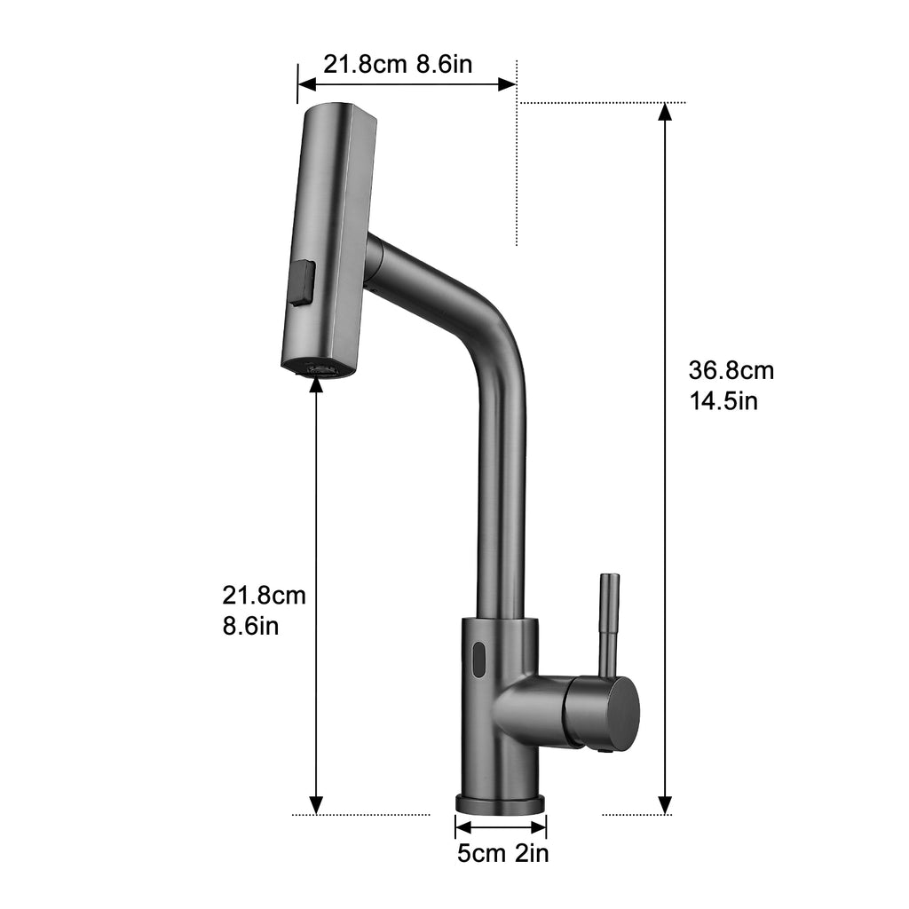 touchless kitchen faucet hands free dimensions and features