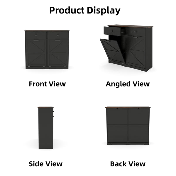 Farmhouse Black Double Tilt Out Trash Cabinet For 20 Gallon Cans Free - Image 4