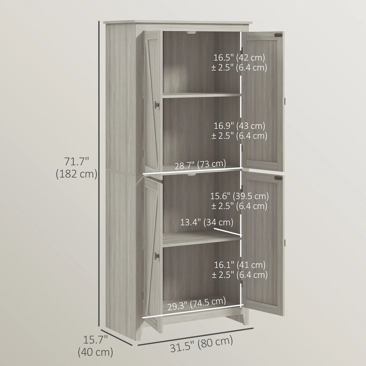72" Freestanding Storage Cabinet Kitchen Pantry Cabinet with Doors and Shelves - Image 4