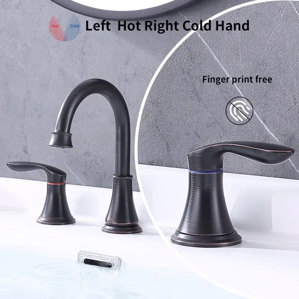 2 Handle 8 inch Widespread Bathroom Sink Faucet Oil Rubbed Bronze Lavatory Faucet - Image 2