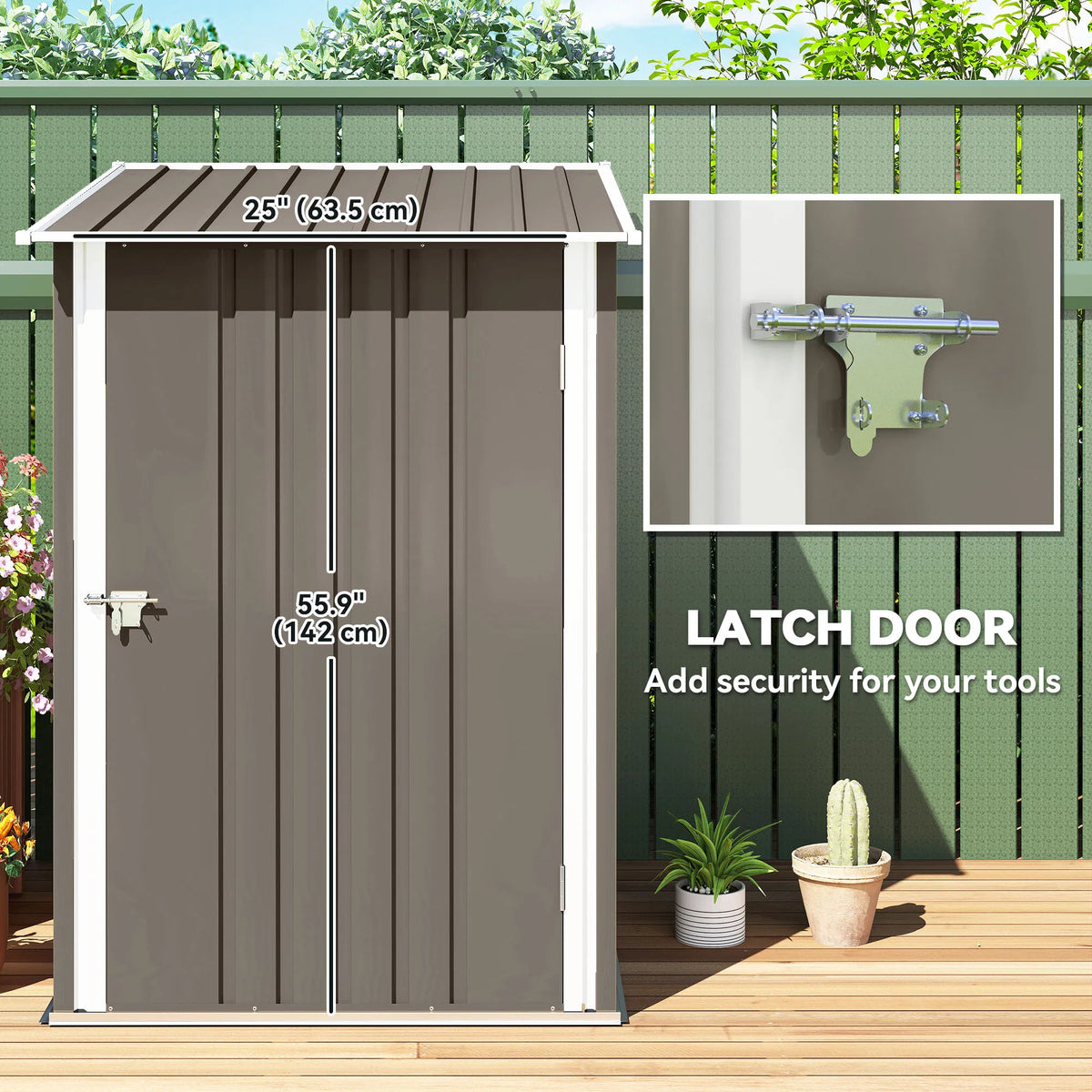 3.3' x 3.4' Lean to Outdoor Garden Storage Shed Galvanized Steel with Lockable - Image 5