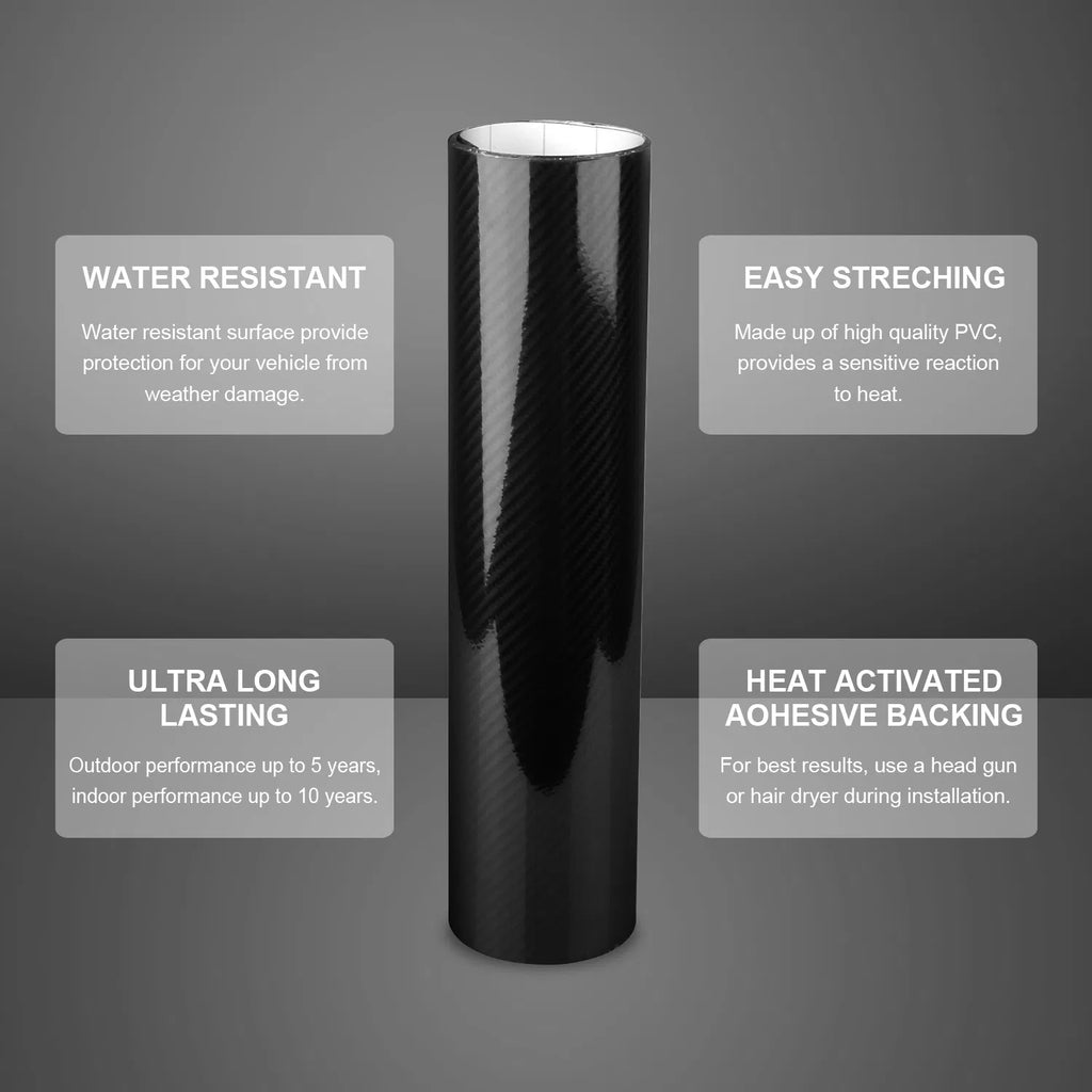 Black 7D Carbon Fiber Car Wrap High Gloss Vinyl Wrap Film Roll Bubble Free Air - Image 5