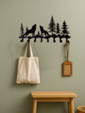 rustic wolf wall-mounted key holder with hooks