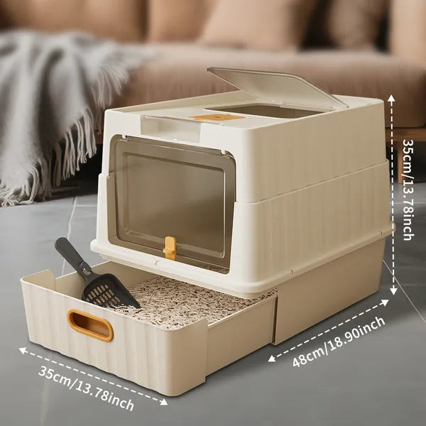 Simple Drawer Style White Cat Litter Box Humanized Design Does Not Occupy - Image 4