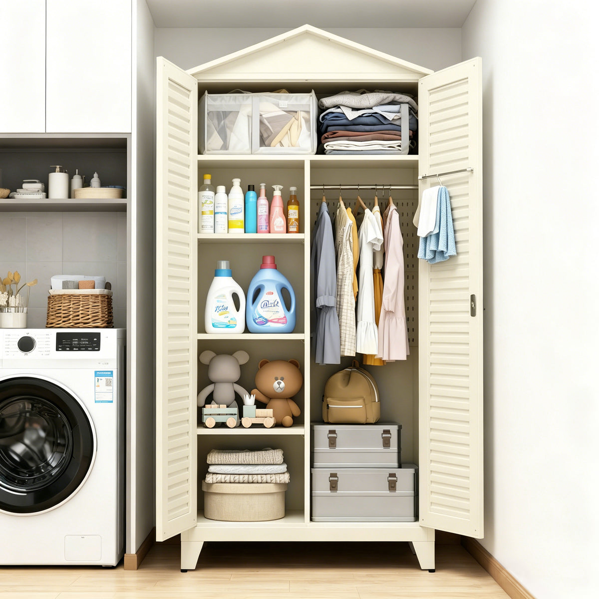 79.1 Inch Tall Metal Tool Storage Cabinet with Adjustable Shelves and Lockable Doors - Image 7