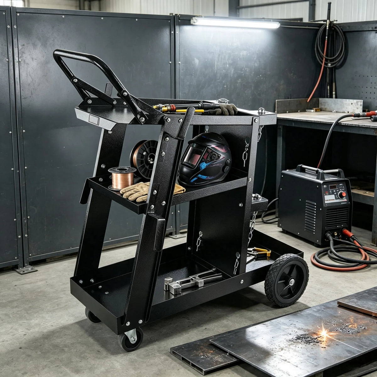 Heavy Duty Welding Cart 3 Tier 400 Lbs Rolling Welder Cart with 360 Swivel - Image 4