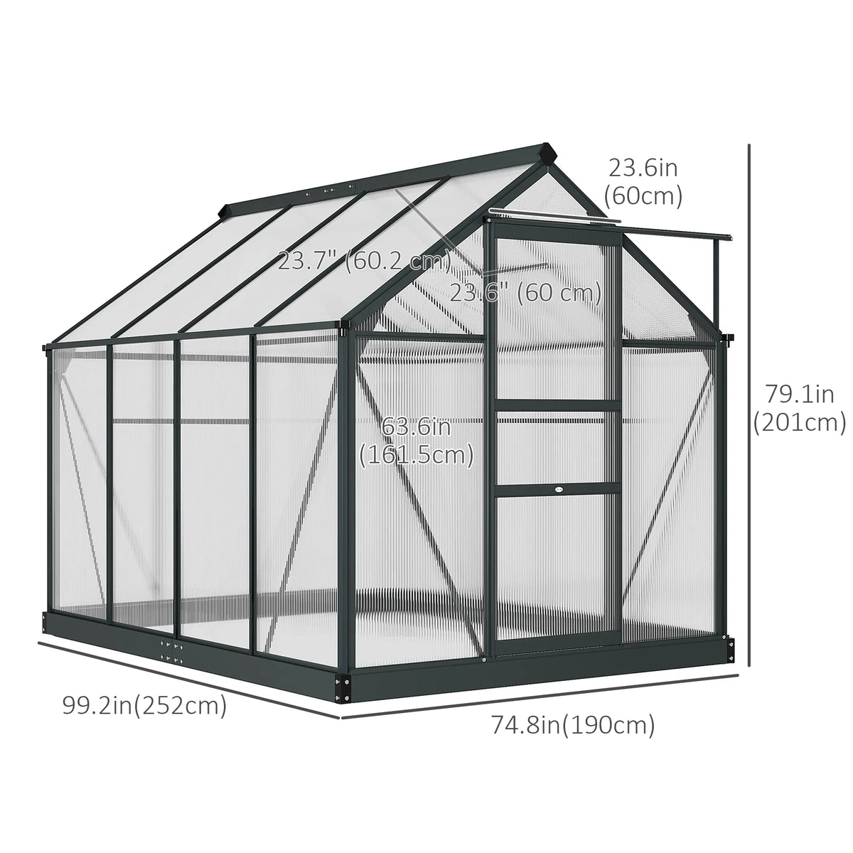Greenhouse Garden Green House Outdoor Greenhouse Kit PC Board with Sliding - Image 4