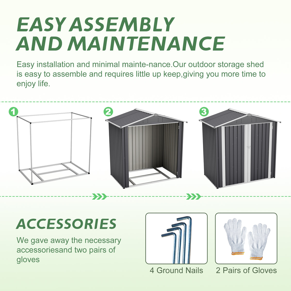 6x4ft metal outdoor storage shed product detail