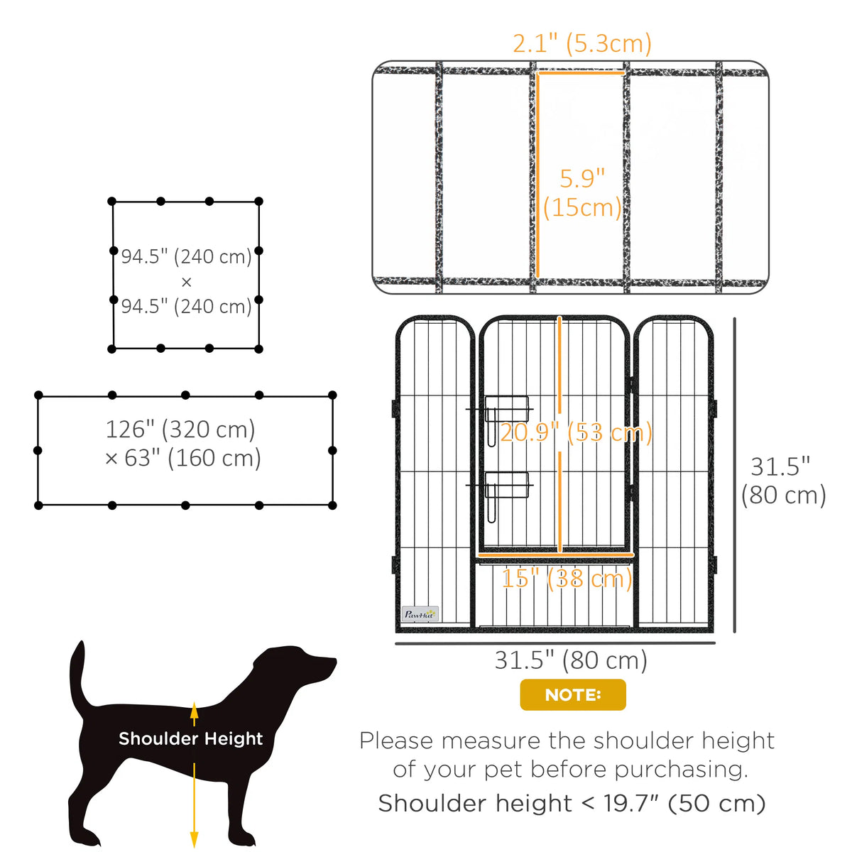 Dog Pen with Gate 12 Panels Puppy Playpen Dog Fence 31.5"H - Image 2