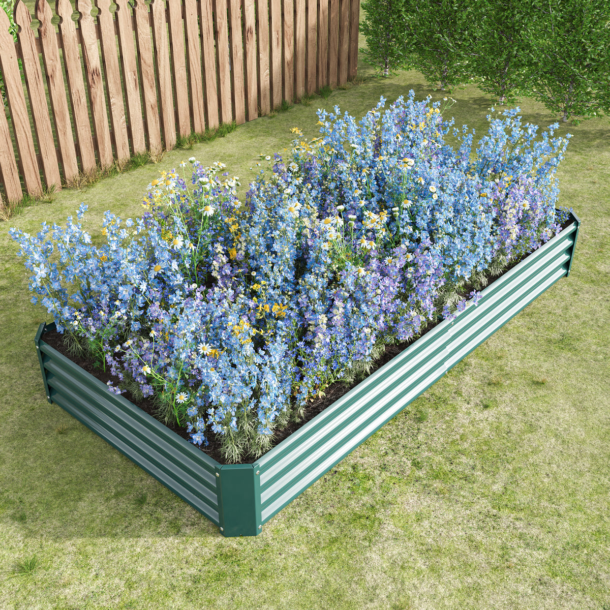 2PCS Green 8×4×1ft Metal Raised Rectangle Garden Planter Beds - Image 3