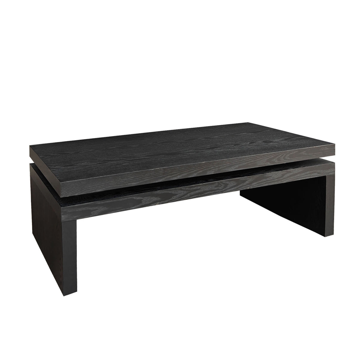 47in Modern Black Coffee Table with Floating-Top Design