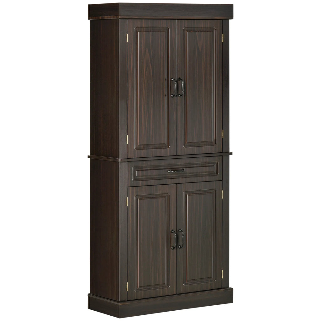 71" Freestanding Kitchen Pantry with 4 Doors and 2 Cabinets Tall Storage