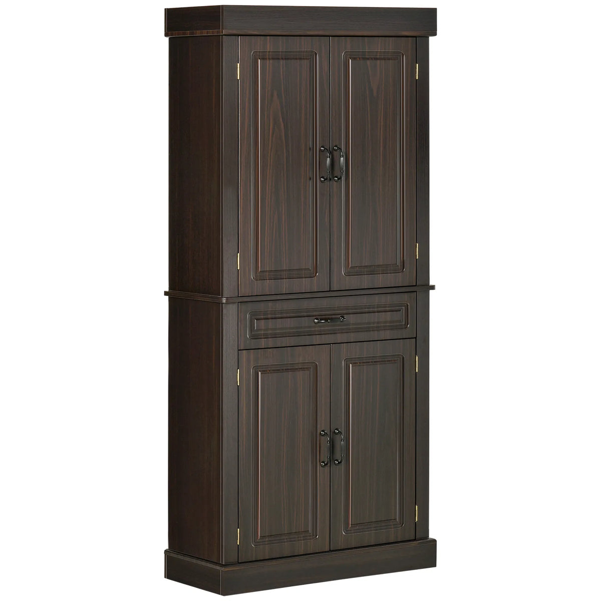 71" Freestanding Kitchen Pantry with 4 Doors and 2 Cabinets Tall Storage