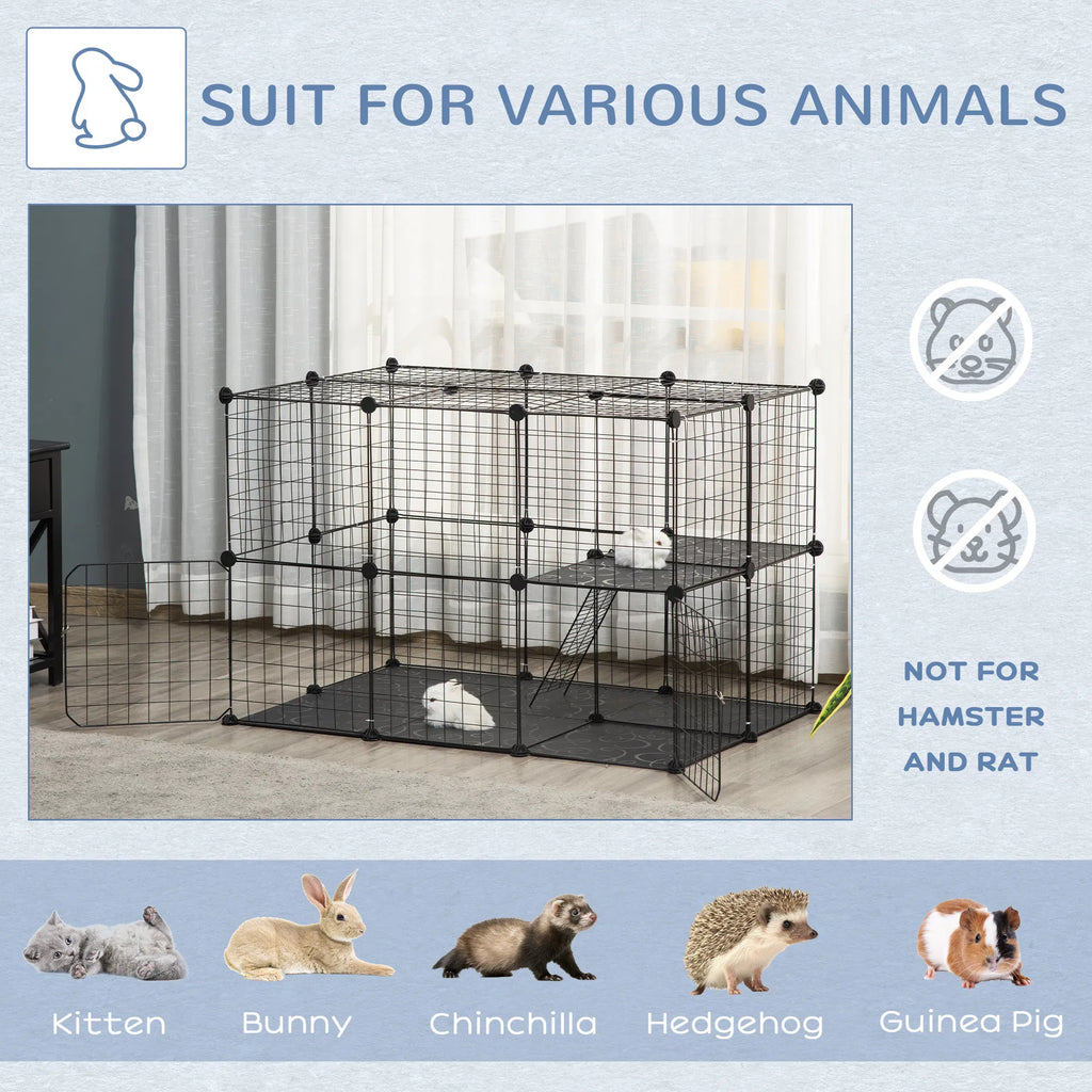 39 Pcs Small Animal Cage Bunny Hutch Portable Metal Wire with Ramps for Kitten - Image 4