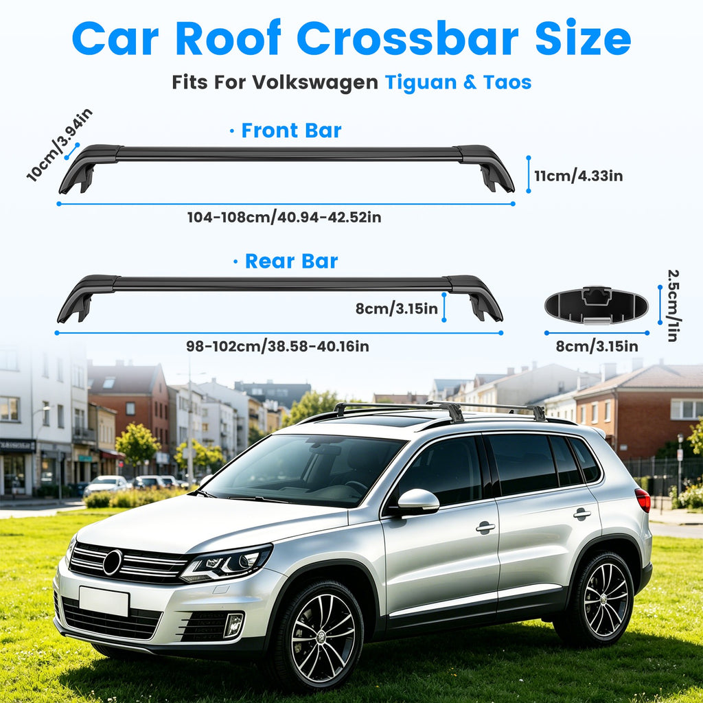 Roof Rack Cross Bars Fit For Tiguan 2018 Taos 2022 With Raised Side Rails