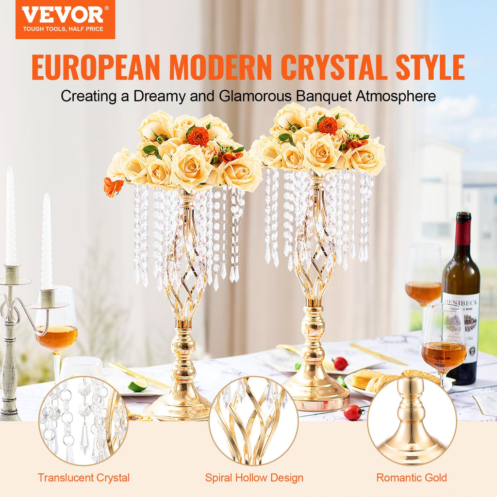 12PCS 49cm/19.3” Tall Crystal Wedding Flower Stand Vase For Party Decor - Image 2