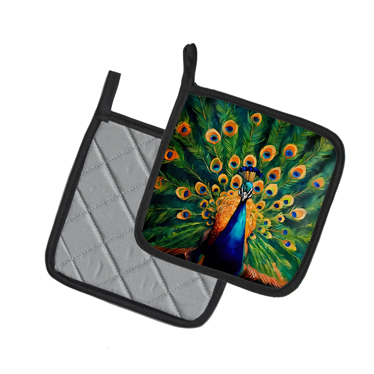 Peacock Pair of Pot Holders Kitchen Heat Resistant Pot Holders Sets Oven Hot - Image 2