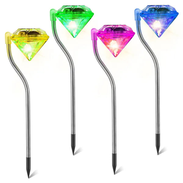 4Pcs Solar Garden Light Outdoor Diamond LED Light IP65 Waterproof Stake - Image 5