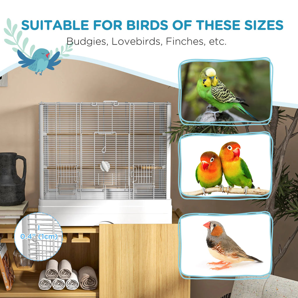 22" Bird Cage for Budgie Finches Canaries Love Birds with Wooden Stands - Image 5
