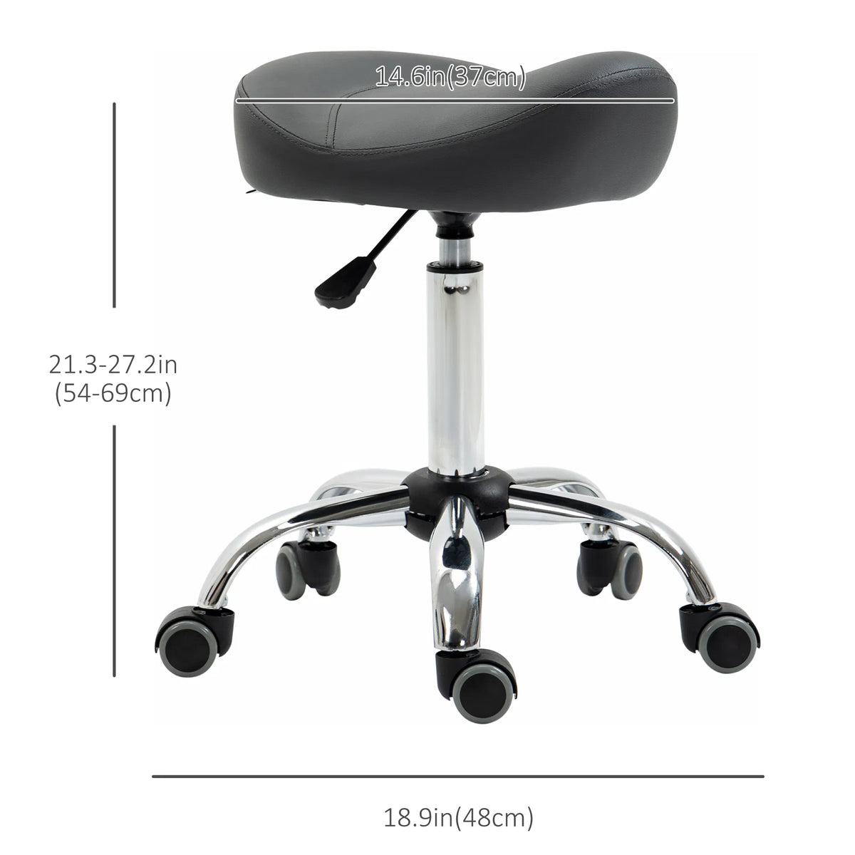 Saddle Stool Height Adjustable Rolling Salon Chair with PU Leather for - Image 2