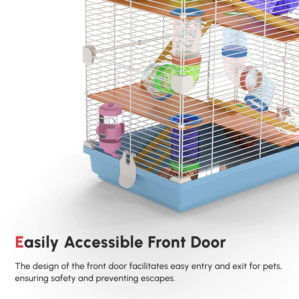 5 Tiers Hamster Cage Portable with Exercise Wheels Play Tube Water Bottle - Image 2