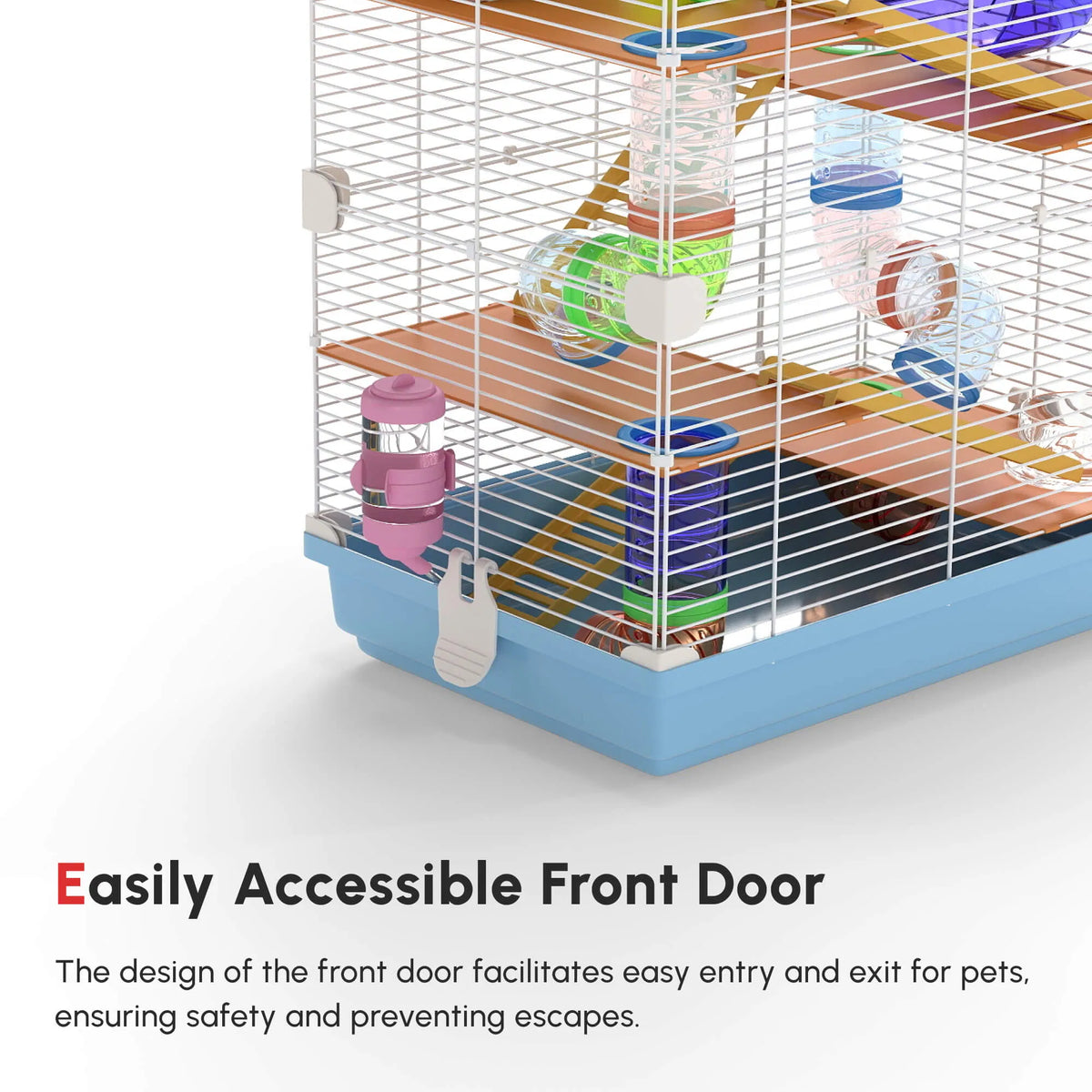 5 Tiers Hamster Cage Portable with Exercise Wheels Play Tube Water Bottle - Image 2
