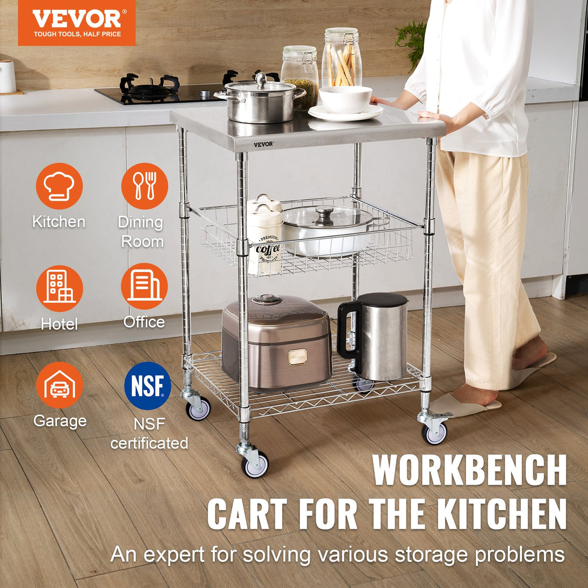 3-Tier Heavy-Duty Rolling Utility Cart