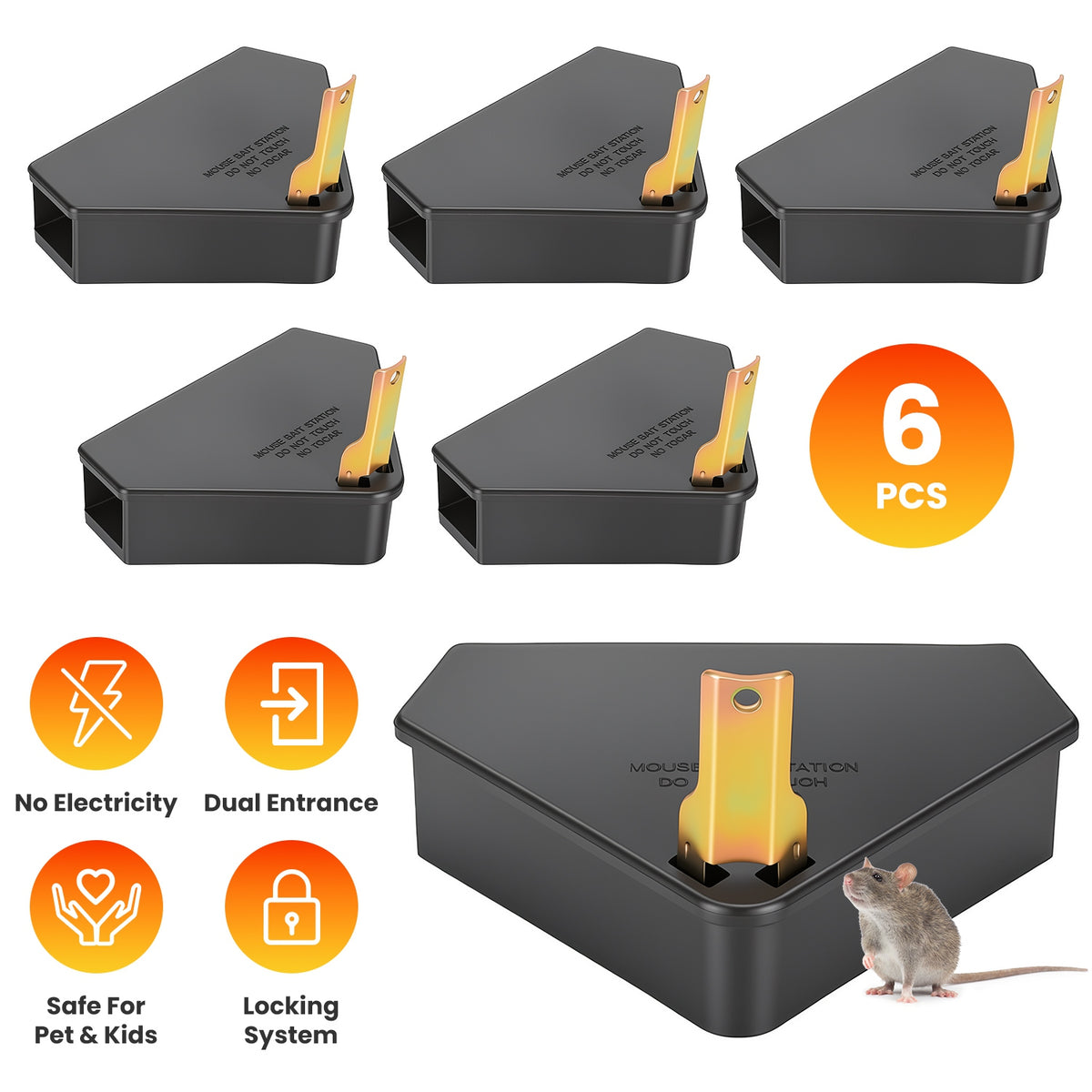 6 Packs Mouse Bait Station With Keys Tamper Resistant Indoor Outdoor Mouse Bait - Image 3