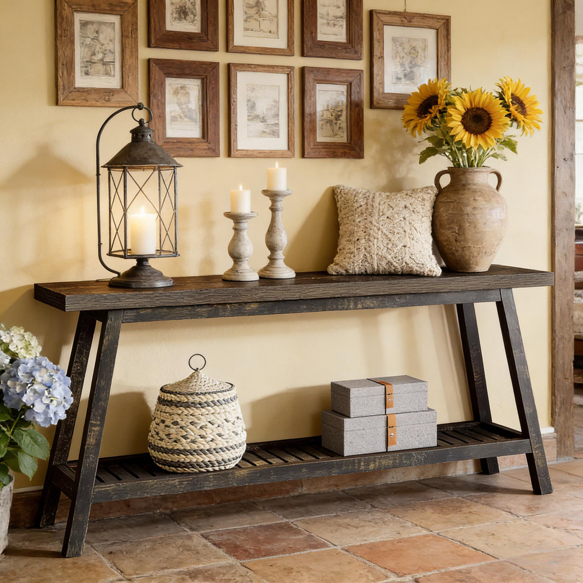 Two-Tier Living Room Sofa Console Table