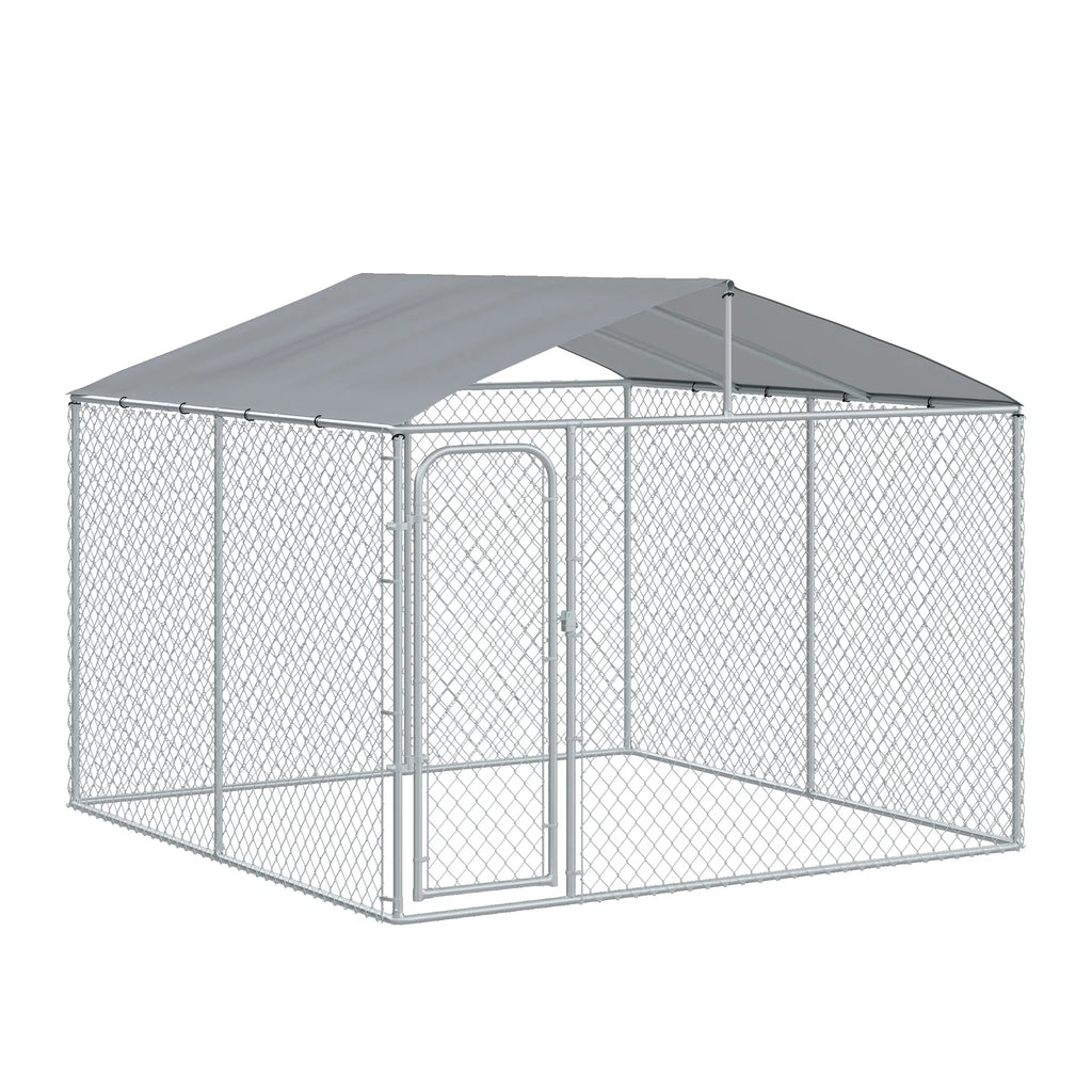 Dog Kennel Outdoor Run Fence with Roof Steel Lock Mesh Sidewalls for Backyard - Image 4