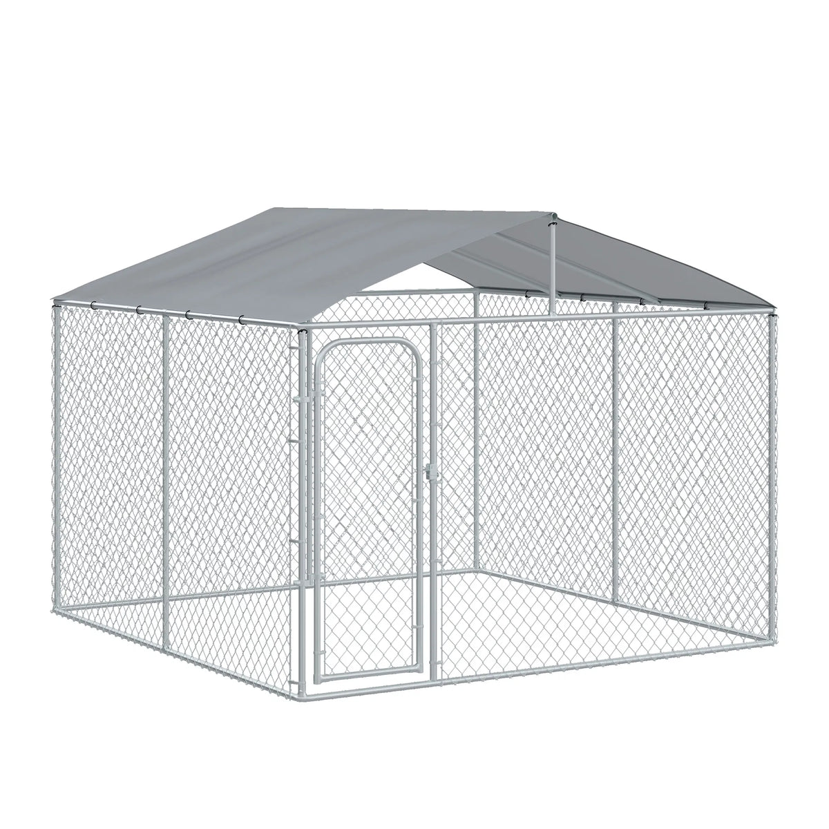 Dog Kennel Outdoor Run Fence with Roof Steel Lock Mesh Sidewalls for Backyard - Image 4