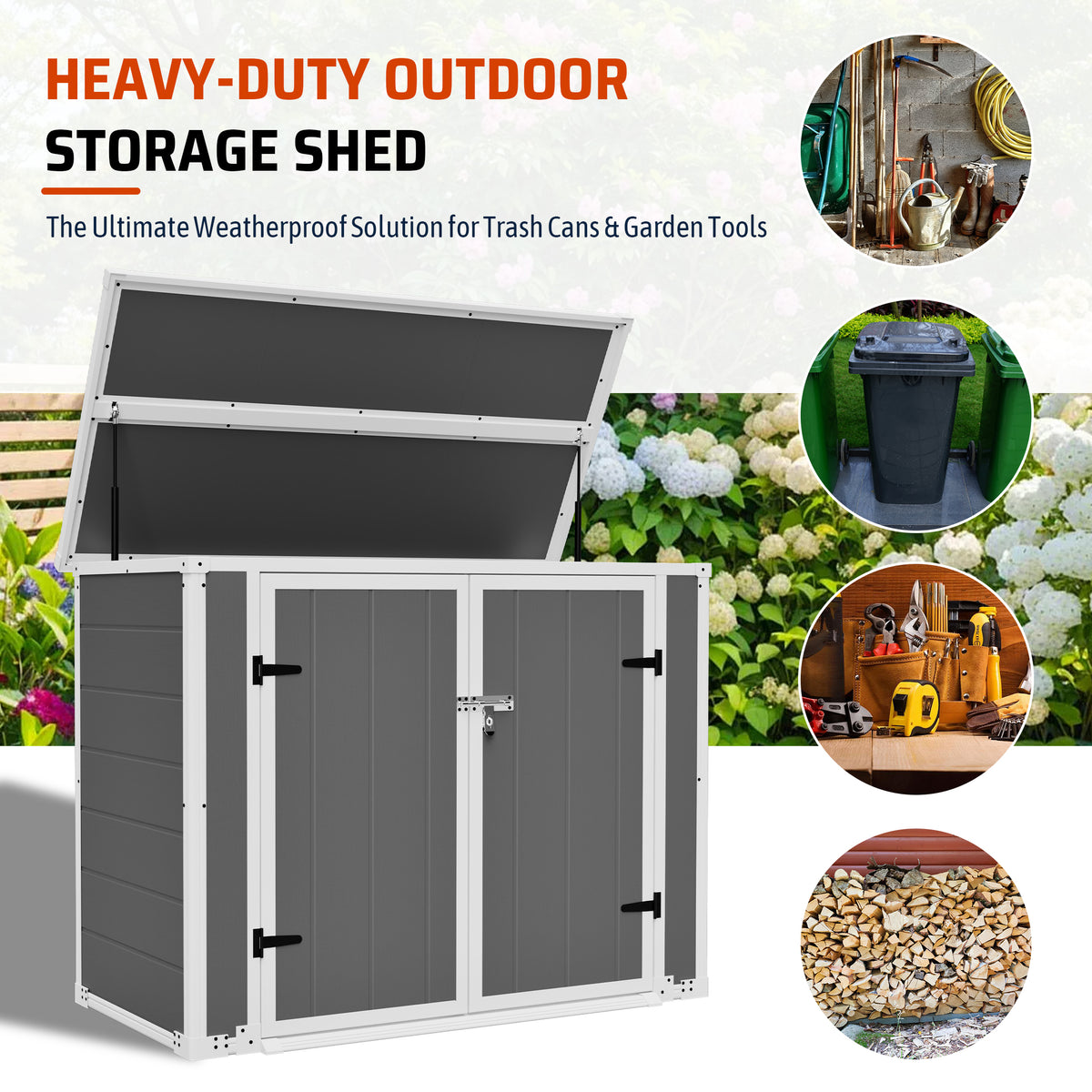 horizontal outdoor storage shed with front ramp product view 2