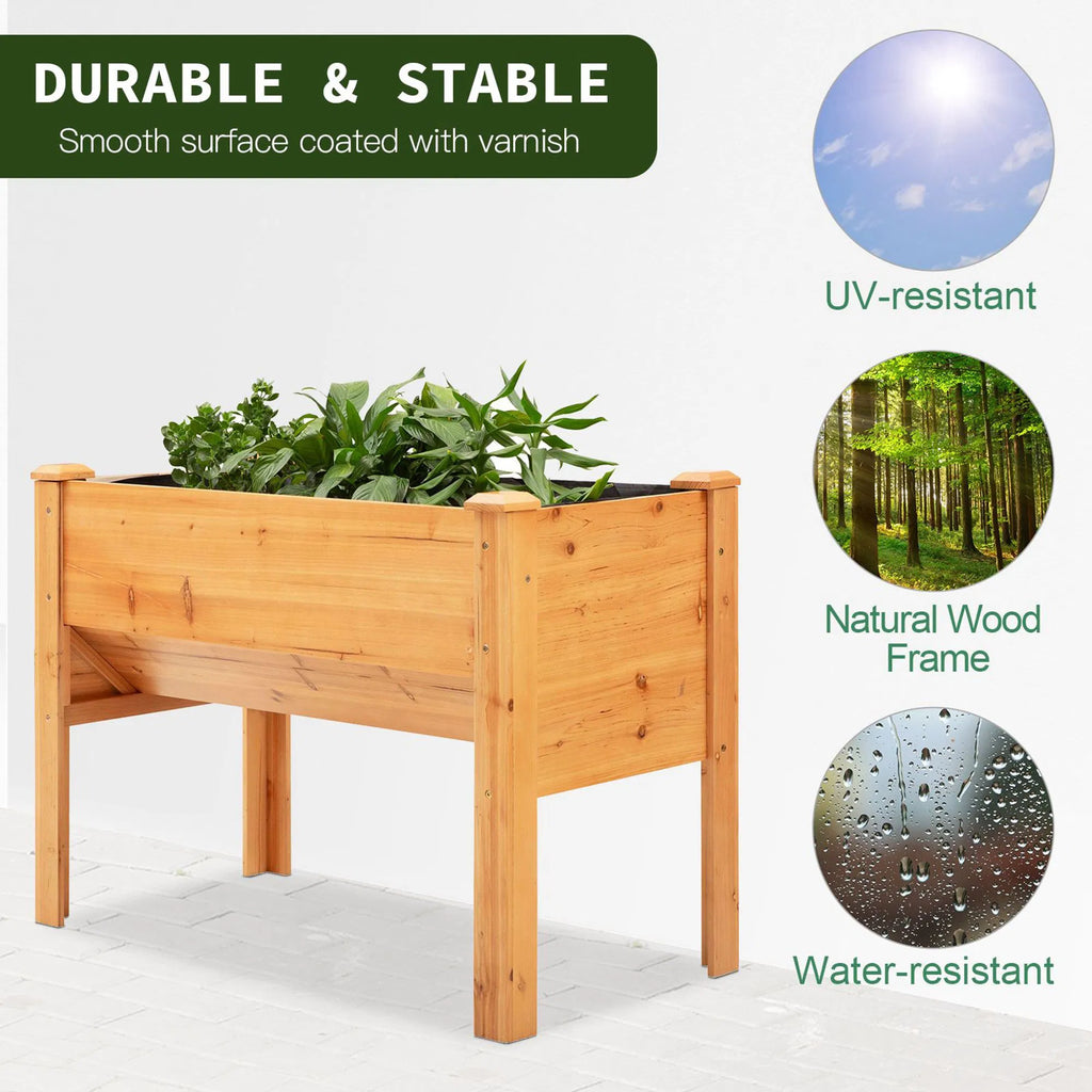 Wooden Raised Garden Plant Stand Outdoor Tall Flower Bed Box with Hooks 48" x - Image 4
