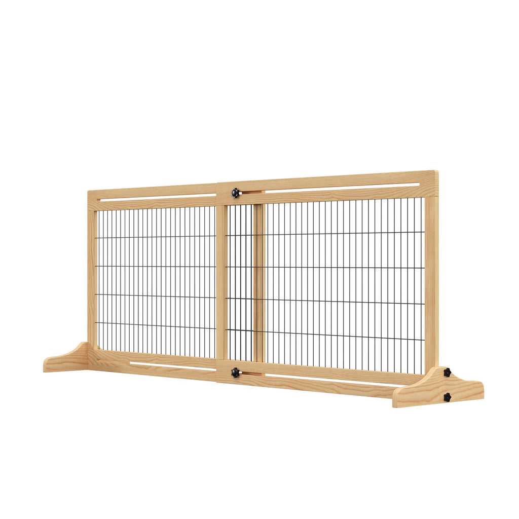 41" 72" Wooden Freestanding Pet Gate with Support Feet for Small Medium Dogs - Image 4
