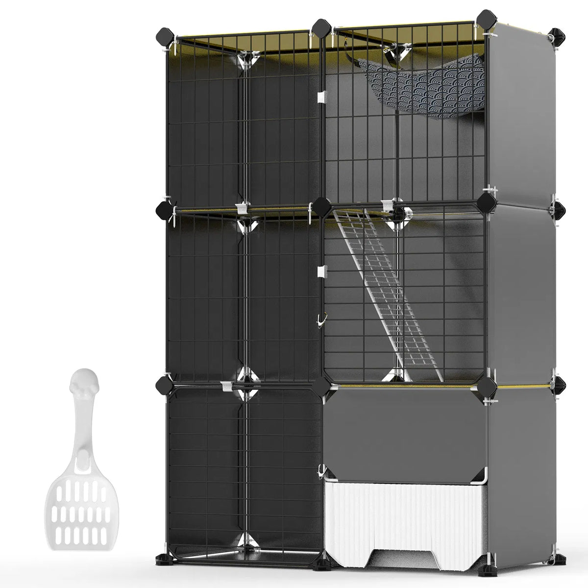 1Pc 3 Tier Cat Cage Indoor with Litter Box Hammock Detachable Metal Wire Cat - Image 4