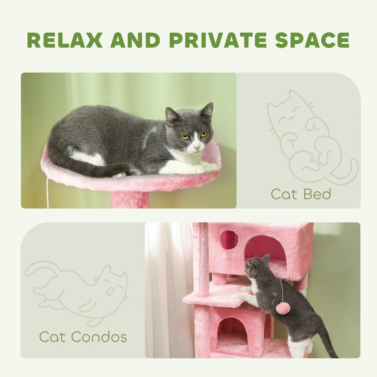 54" Cat Tree Multi Level Cat Tower with Scratching Posts Cat Condos Bed - Image 2