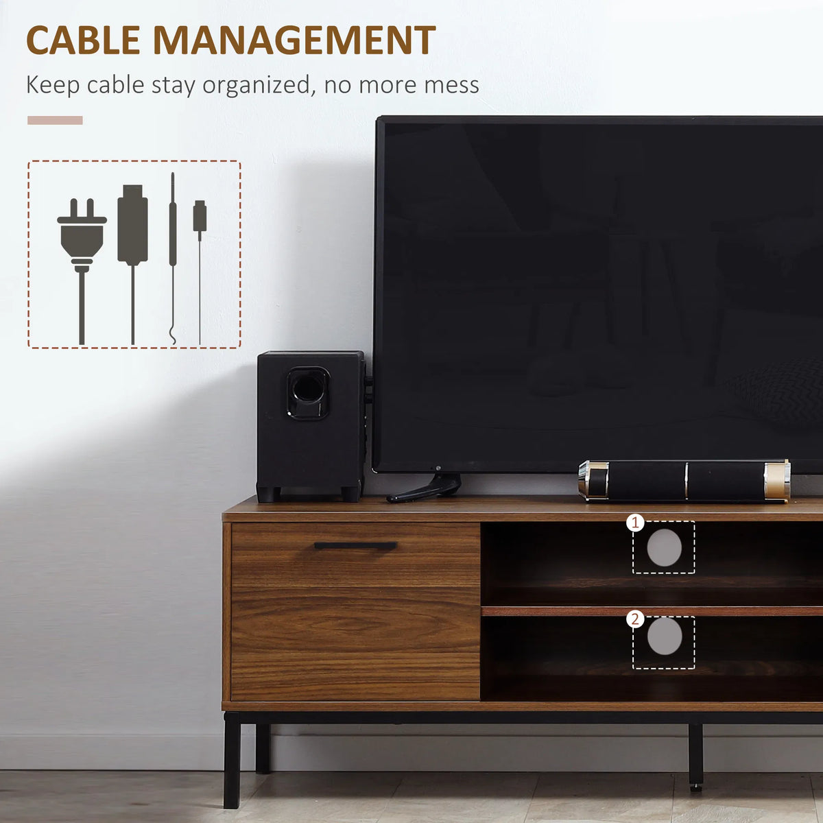 TV Stand for TV up to 50 Inches TV Cabinet with Door Open Storage and