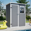 5x3ft resin outdoor storage shed with floor and window in gray - main view