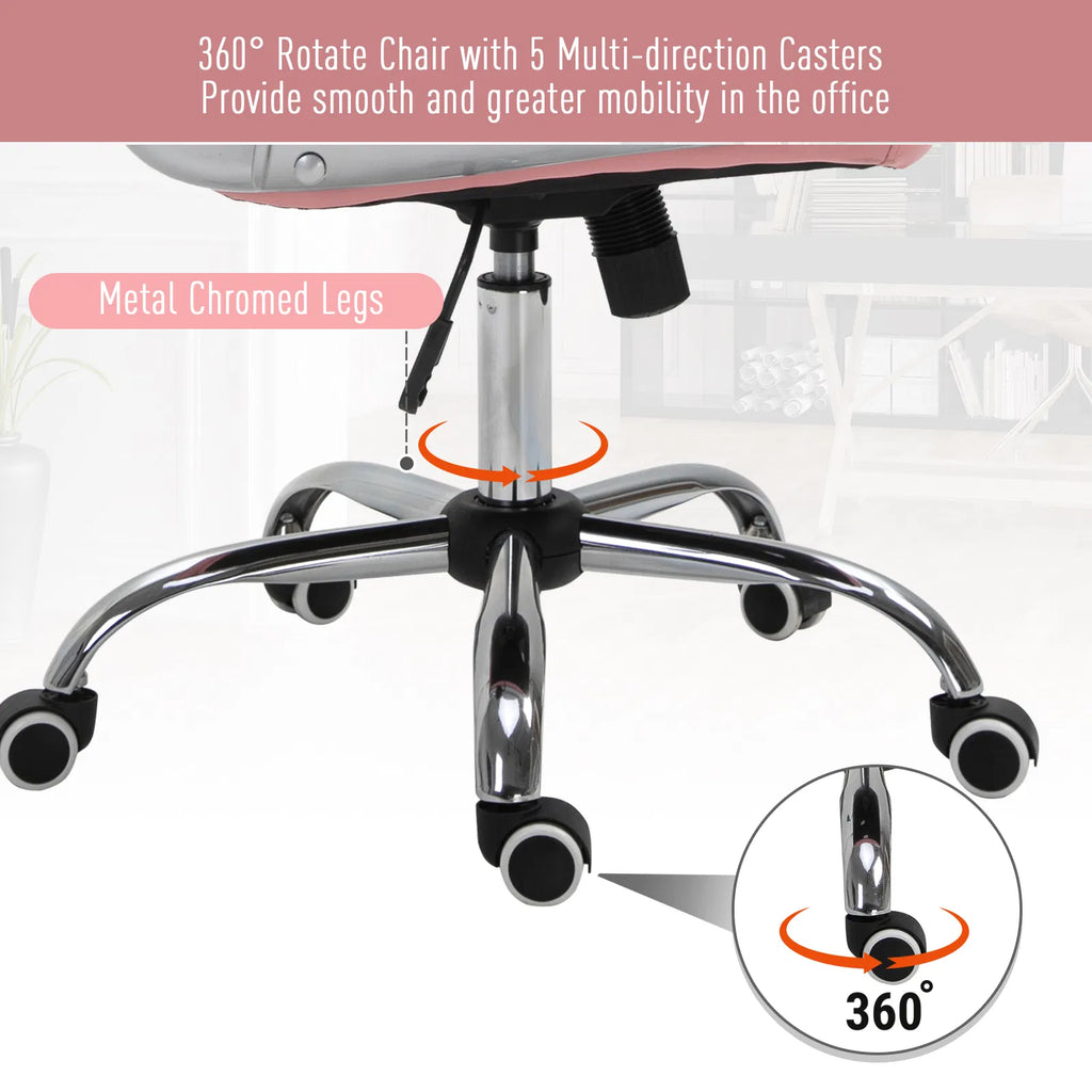Office Chair Computer Desk Chair with Adjustable Height and Tufted Back Pink